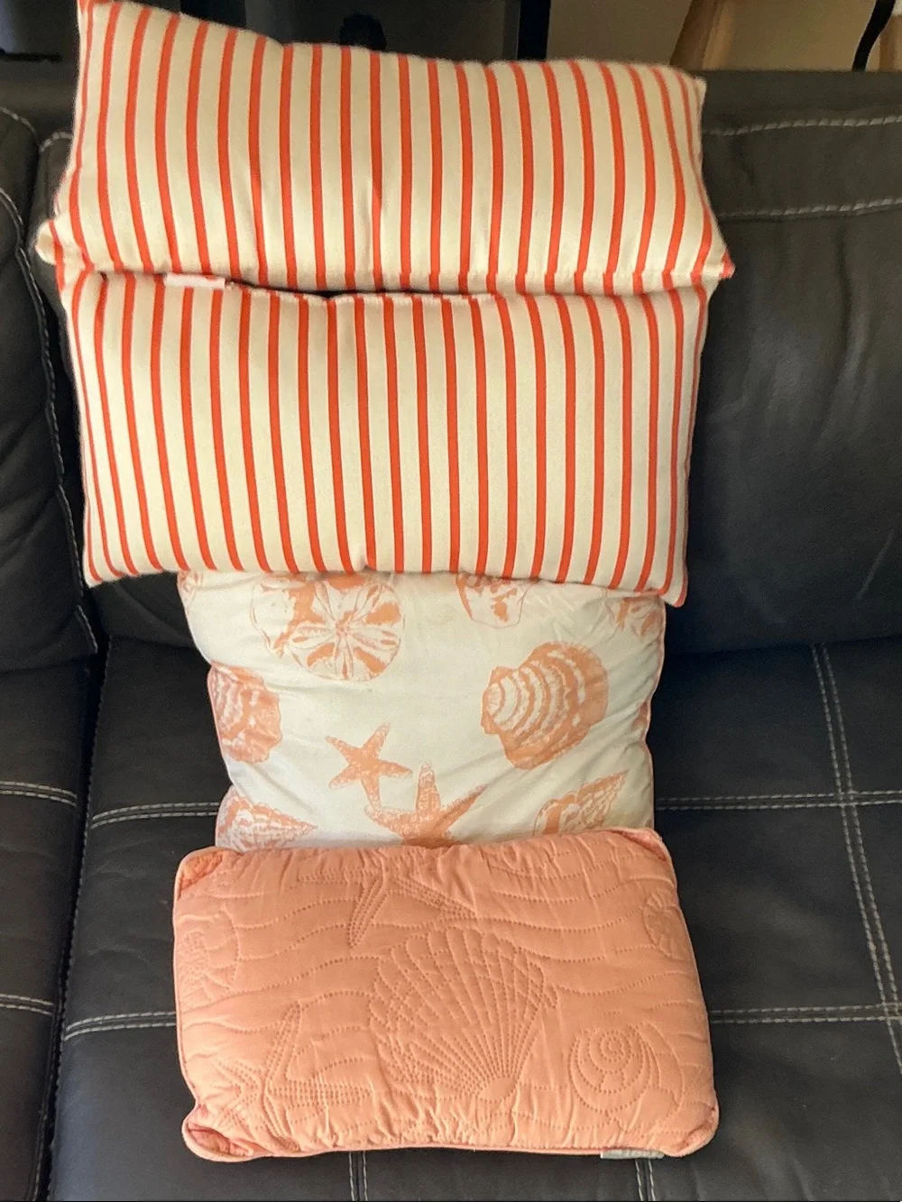 Sonoma Coral Striped and Shell Decorative Pillow Set